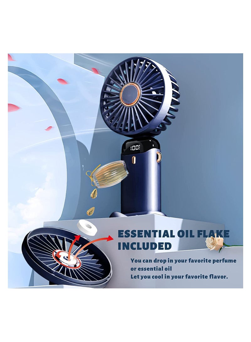 SYOSI Mini Handheld Fan 5 Speeds Portable Personal Fans with LED Screen Adjustable Cooling Fan Removable Base 5000mAH Quiet USB Fan for Home Office Outdoor Travel 16 24 Hours Working - Image 2