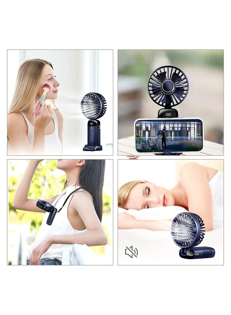 SYOSI Mini Handheld Fan 5 Speeds Portable Personal Fans with LED Screen Adjustable Cooling Fan Removable Base 5000mAH Quiet USB Fan for Home Office Outdoor Travel 16 24 Hours Working - Image 4