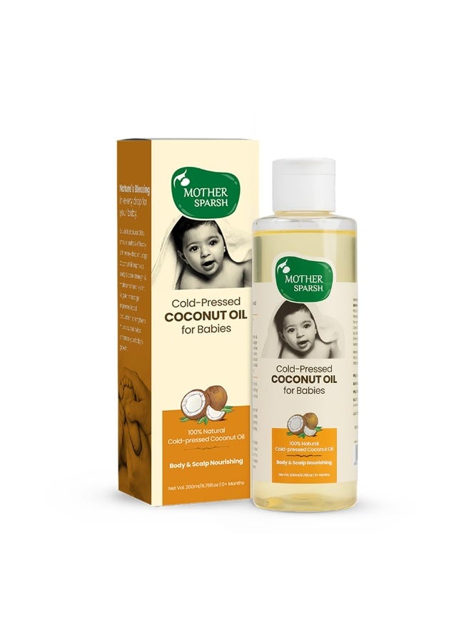 Mother Sparsh Cold Pressed Virgin Coconut Oil for Baby Massage, Skin & Hair Care | 100% Natural Baby Oil for New Born | 200ml - Image 1