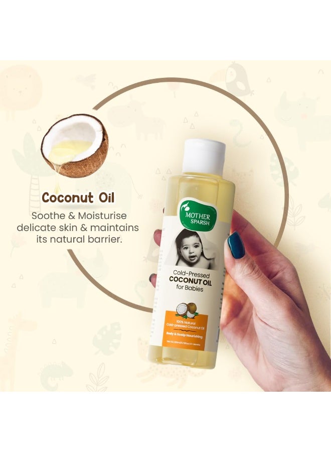Mother Sparsh Cold Pressed Virgin Coconut Oil for Baby Massage, Skin & Hair Care | 100% Natural Baby Oil for New Born | 200ml - Image 3