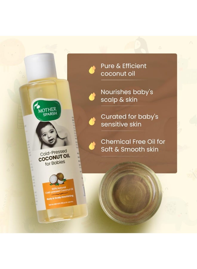 Mother Sparsh Cold Pressed Virgin Coconut Oil for Baby Massage, Skin & Hair Care | 100% Natural Baby Oil for New Born | 200ml - Image 2