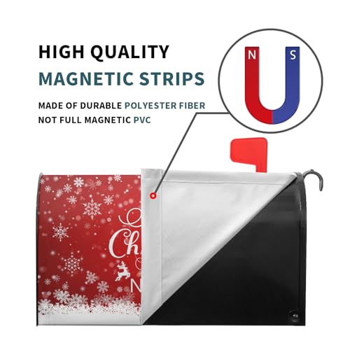 Anyako Merry Christmas Mailbox Cover Snowflake Welcome Red Mailbox Covers Magnetic Standard Size 21" X 18" Winter Xmas Holiday Mailbox Wrap Post Letter Box Cover Decor for Home Outdoor Yard Garden - Image 4