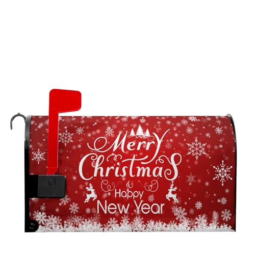Anyako Merry Christmas Mailbox Cover Snowflake Welcome Red Mailbox Covers Magnetic Standard Size 21" X 18" Winter Xmas Holiday Mailbox Wrap Post Letter Box Cover Decor for Home Outdoor Yard Garden - Image 2