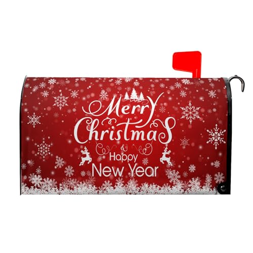Anyako Merry Christmas Mailbox Cover Snowflake Welcome Red Mailbox Covers Magnetic Standard Size 21" X 18" Winter Xmas Holiday Mailbox Wrap Post Letter Box Cover Decor for Home Outdoor Yard Garden - Image 3