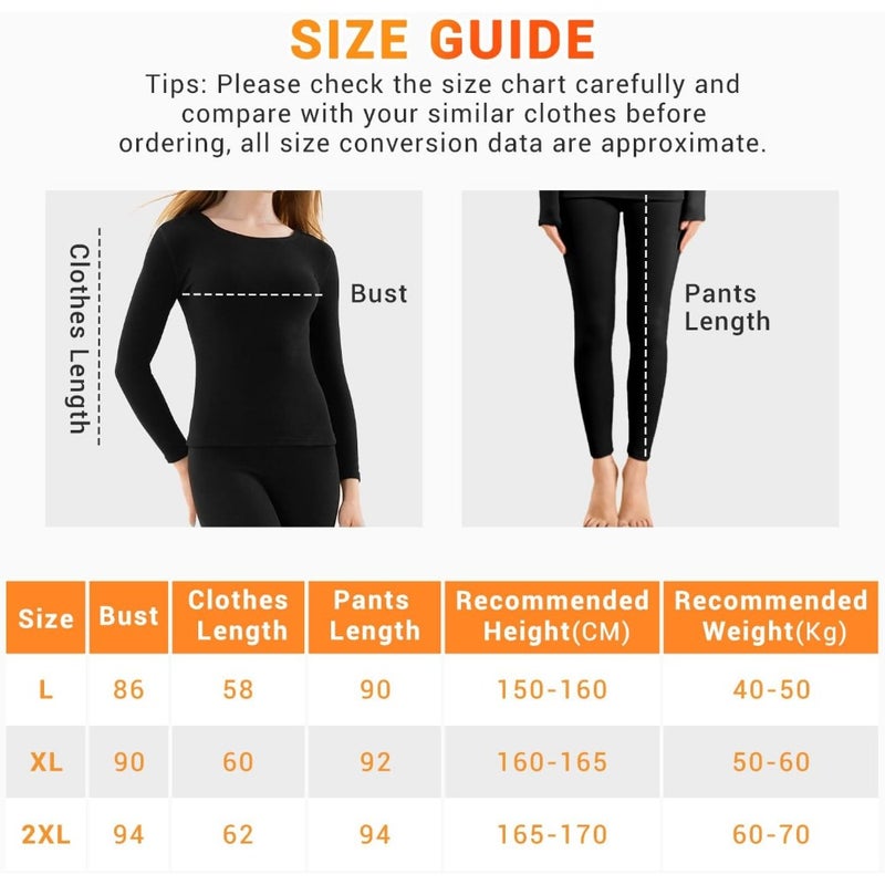 Women's Thermal Underwear Set, Necomi Thermal Underwear Soft Long Johns Padded Set, with Cashmere and Silk Long Sleeve Base Layer Top and Bottom Sets, High Elasticity Winter Warm Winter Set - Image 2