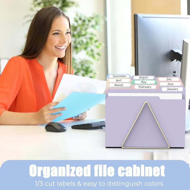 HABGP 9 Pcs Manilla Folders 8.5 x 11 Inch, 1/3-Cut Tab Colored File Folders Letter Size, Plastic Folders Aesthetic, School Business Office Manila Folders for Documents Paper - Image 4