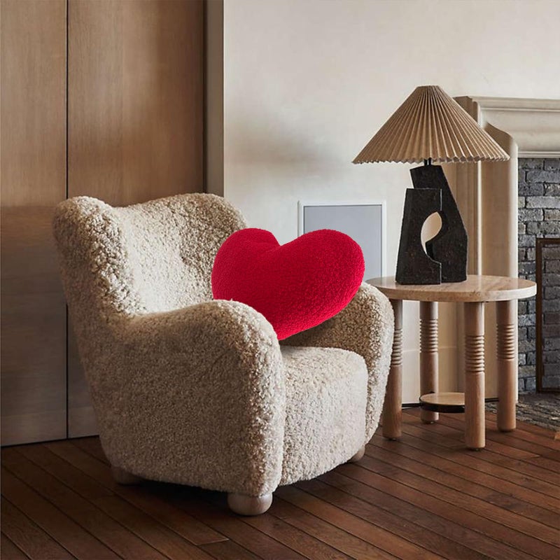 EastTree Heart Pillows, Red Heart Shaped Pillows, Love Throw Pillows, Cute Sherpa Heart Decor, Small Fluffy Pillows, Women Girls Living Bedroom Home Decoration 10x13 Inch - Image 4