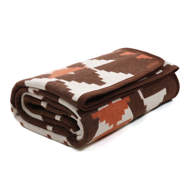 ACUSHLA Merino Wool Camp Blanket Soft Warm Thick Washable Large Bed Couch Outdoor Camping Sleeping Travel Throw Blanket All Weather Aztec Brown 79X63 - Image 2