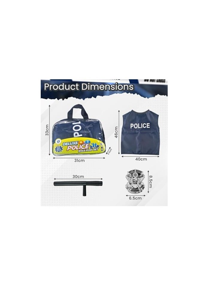 Home Smart - Home Smart Police Costume for Kids Toy Role Play Kit with Police Badge Handcuffs Kids Flashlight FBI, Detective Swat and Kids Dress-up Clothes - Image 1