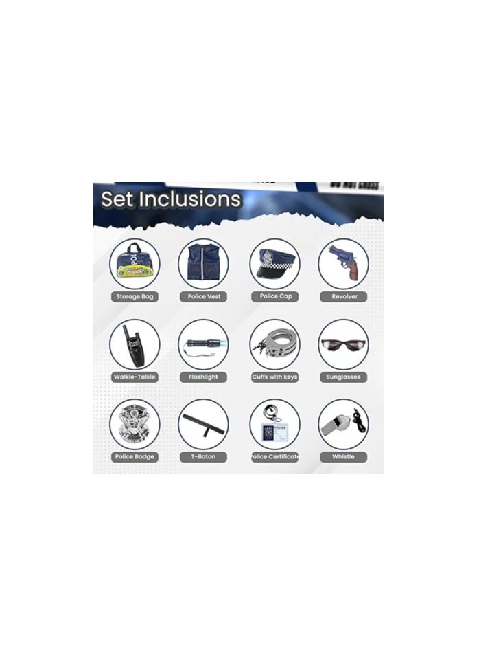 Home Smart - Home Smart Police Costume for Kids Toy Role Play Kit with Police Badge Handcuffs Kids Flashlight FBI, Detective Swat and Kids Dress-up Clothes - Image 1