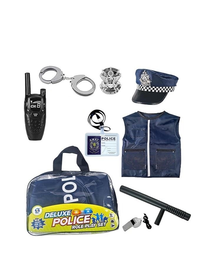 Home Smart Police Costume for Kids Toy Role Play Kit with Police Badge Handcuffs Kids Flashlight FBI, Detective Swat and Kids Dress-up Clothes - Image 1