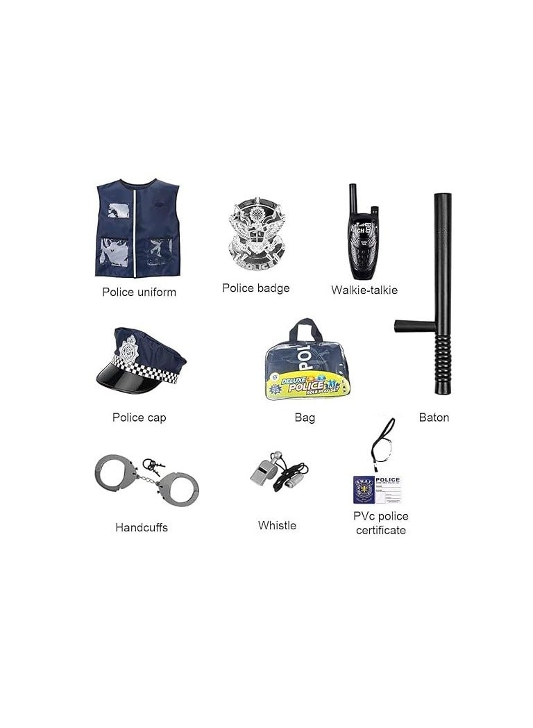 Home Smart Police Costume for Kids Toy Role Play Kit with Police Badge Handcuffs Kids Flashlight FBI, Detective Swat and Kids Dress-up Clothes - Image 2