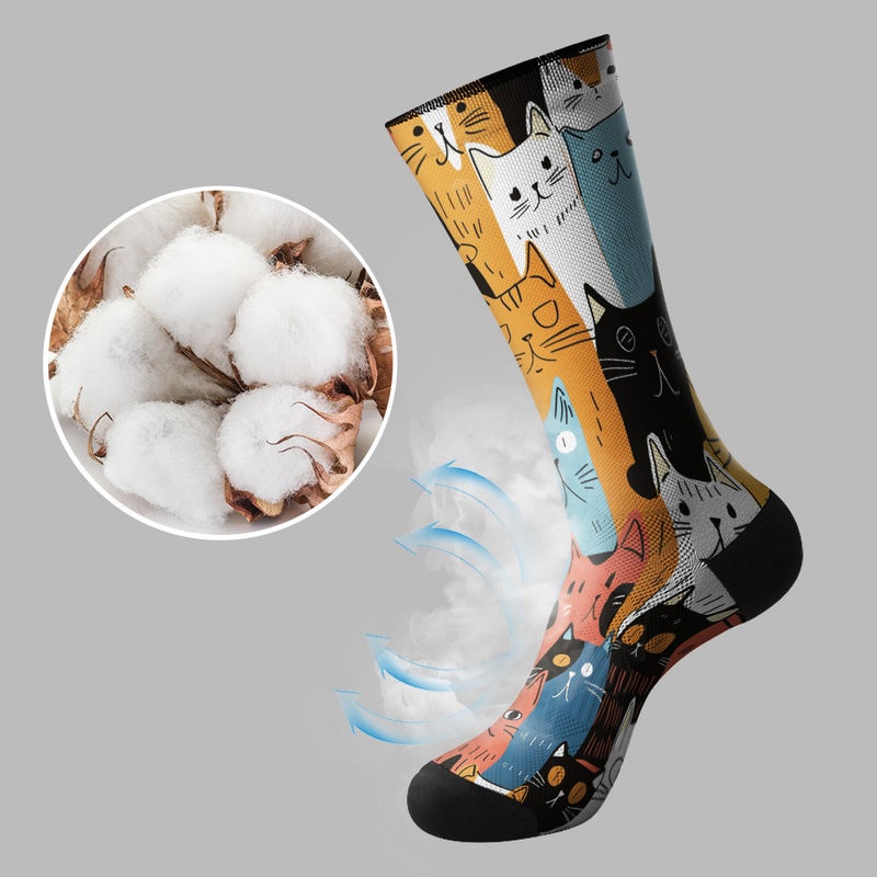 360 Seamless Digital Printing 3D Digital Printing Trendyy Socks Unisex Cat Print Comfortable And Versatile Stockings - Image 3