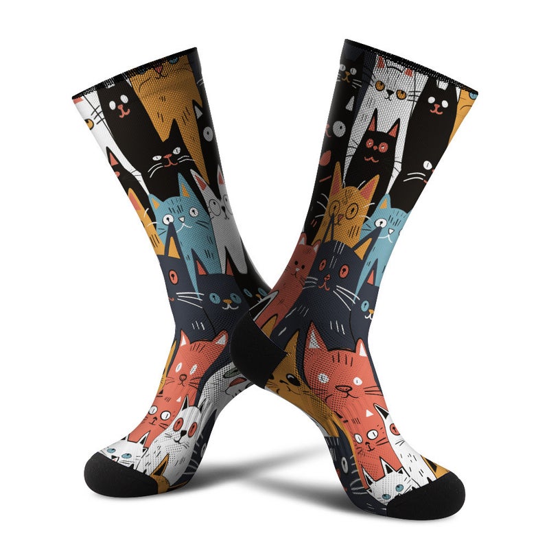 360 Seamless Digital Printing 3D Digital Printing Trendyy Socks Unisex Cat Print Comfortable And Versatile Stockings - Image 2