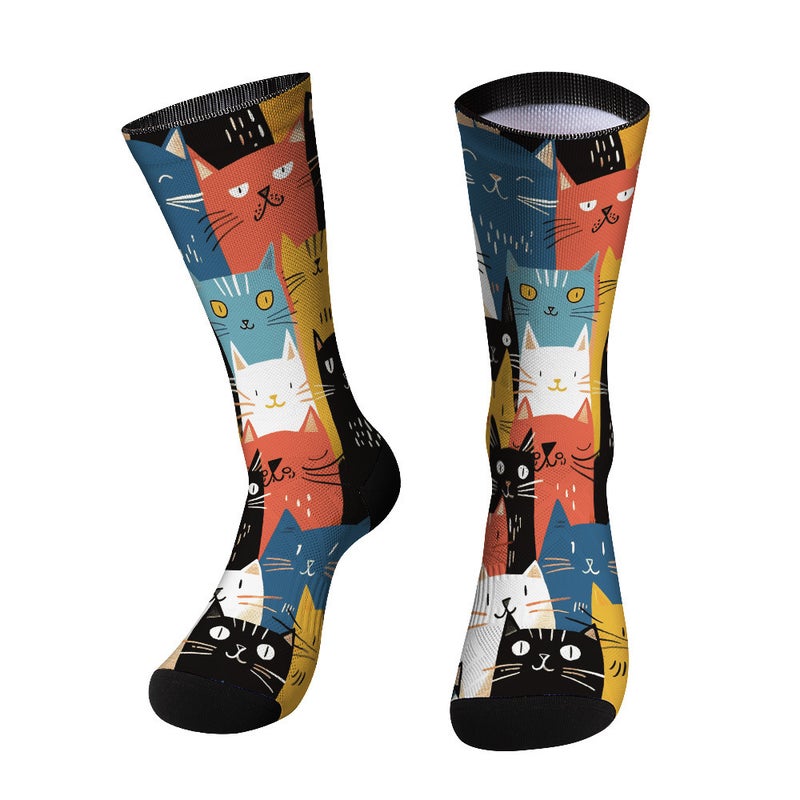 360 Seamless Digital Printing 3D Digital Printing Trendyy Socks Unisex Cat Print Comfortable And Versatile Stockings - Image 5
