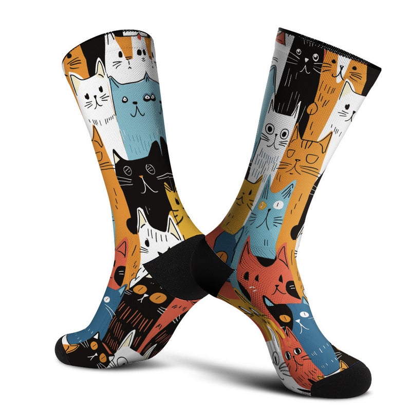 360 Seamless Digital Printing 3D Digital Printing Trendyy Socks Unisex Cat Print Comfortable And Versatile Stockings - Image 1