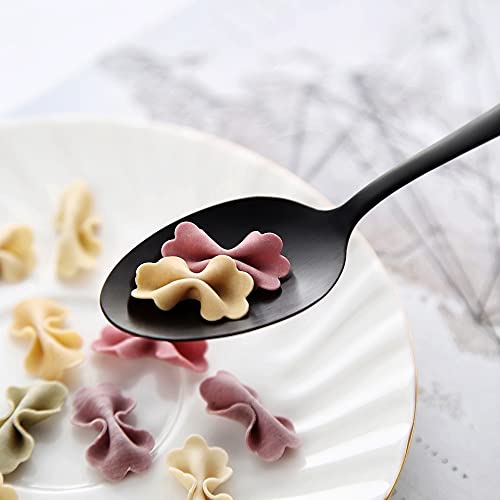 Seeshine Matte Black Dessert Spoon, Seeshine 6.8-inch Stainless Steel Black Teaspoon, Suitable for Family, Kitchen, Restaurant, Set of 12, Dishwasher Safe - Image 5