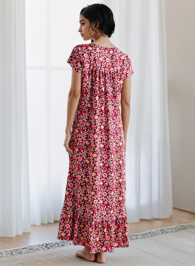 سبلاش فيڤ قميص نوم بطبعة زهور - Image 3