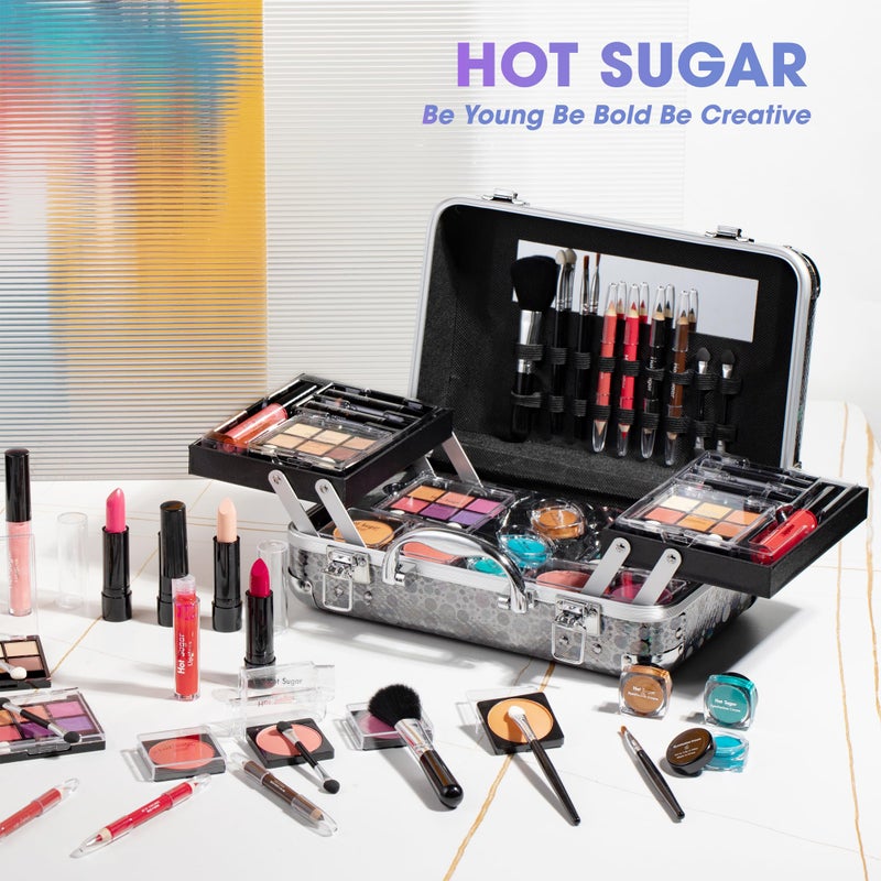 Hot Sugar All In One Makeup Set for Adults and Girls - Full Makeup Kit for Beginners With Eye Shadow Palette, Blush, Lip Gloss, Brush, Mirror (Pink Leopard) - Image 5