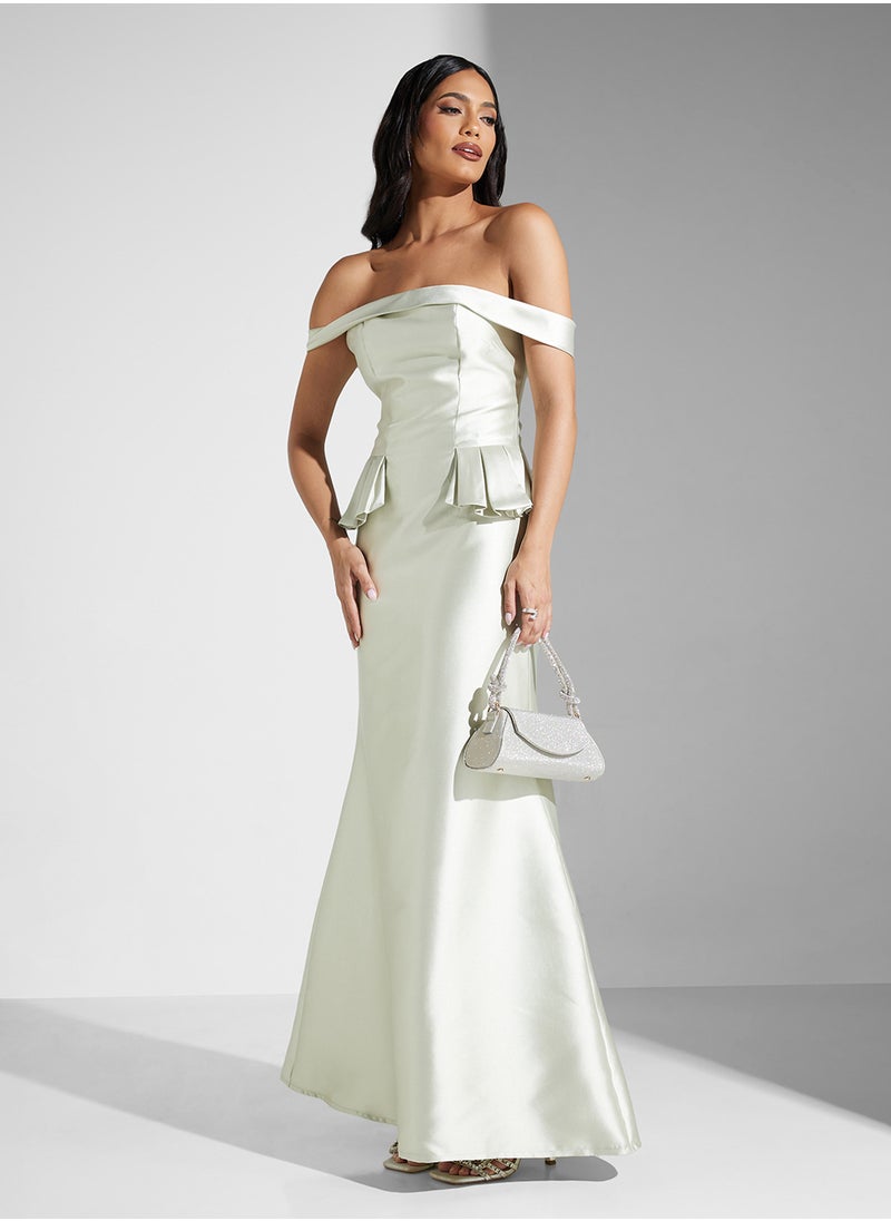 Namshi x Off Shoulder A Line Gown With Frill Detail  - Image 1