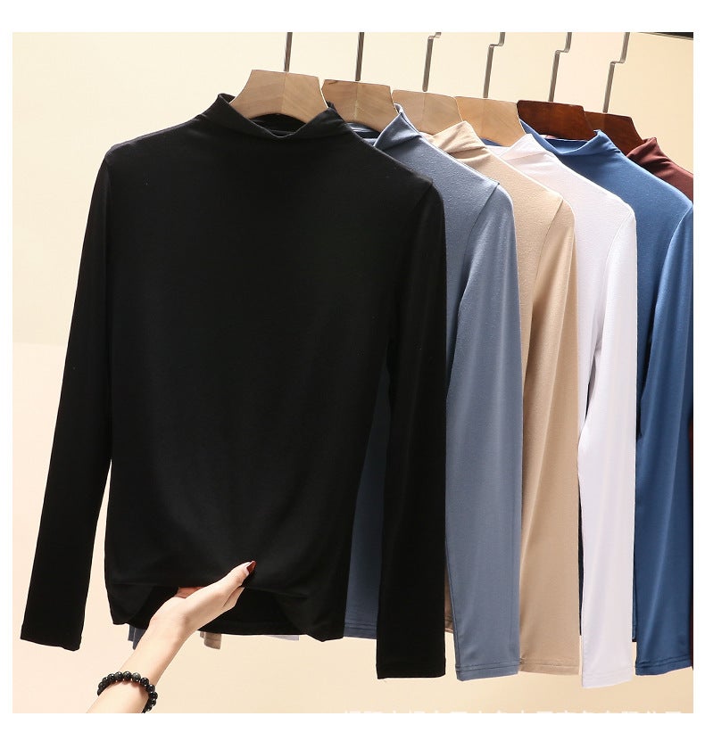 Luban 2022 new women women in collar solid color Joker fashion T-shirt Female Factory Direct - Image 3