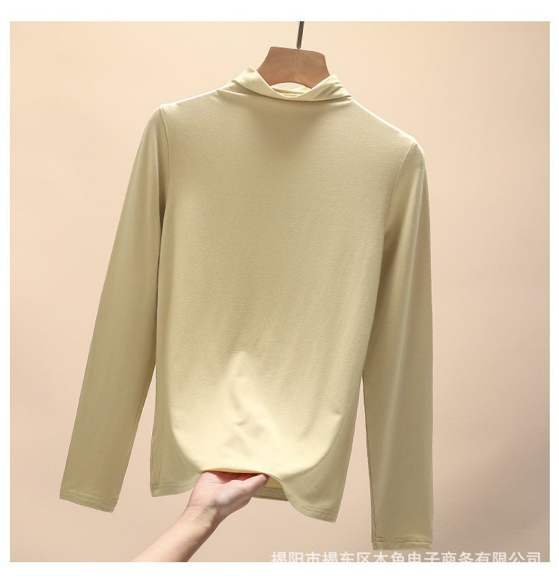 Luban 2022 new women women in collar solid color Joker fashion T-shirt Female Factory Direct - Image 2