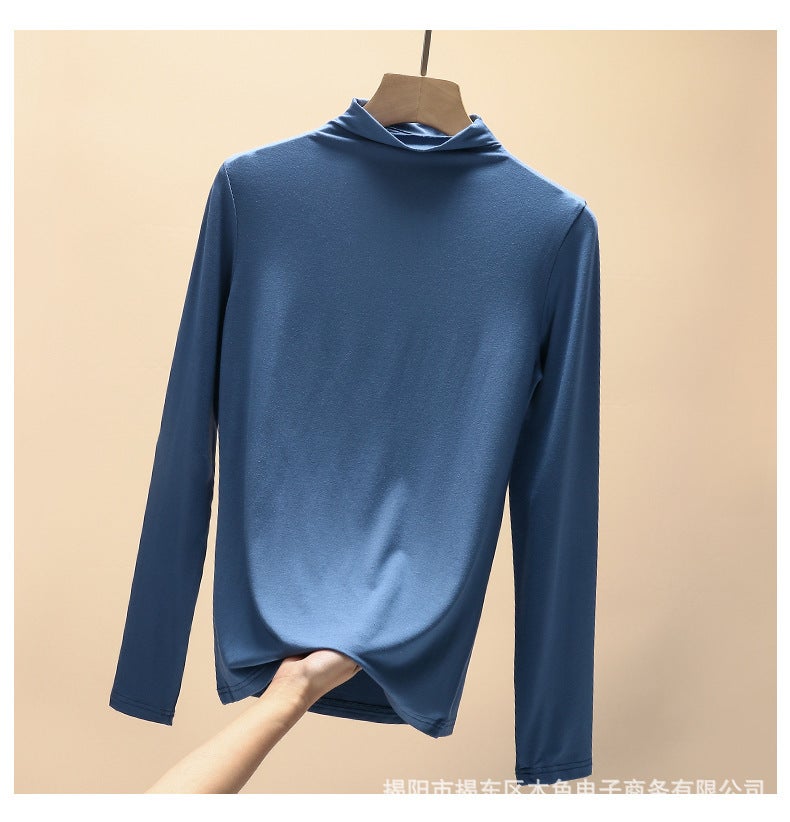Luban 2022 new women women in collar solid color Joker fashion T-shirt Female Factory Direct - Image 5