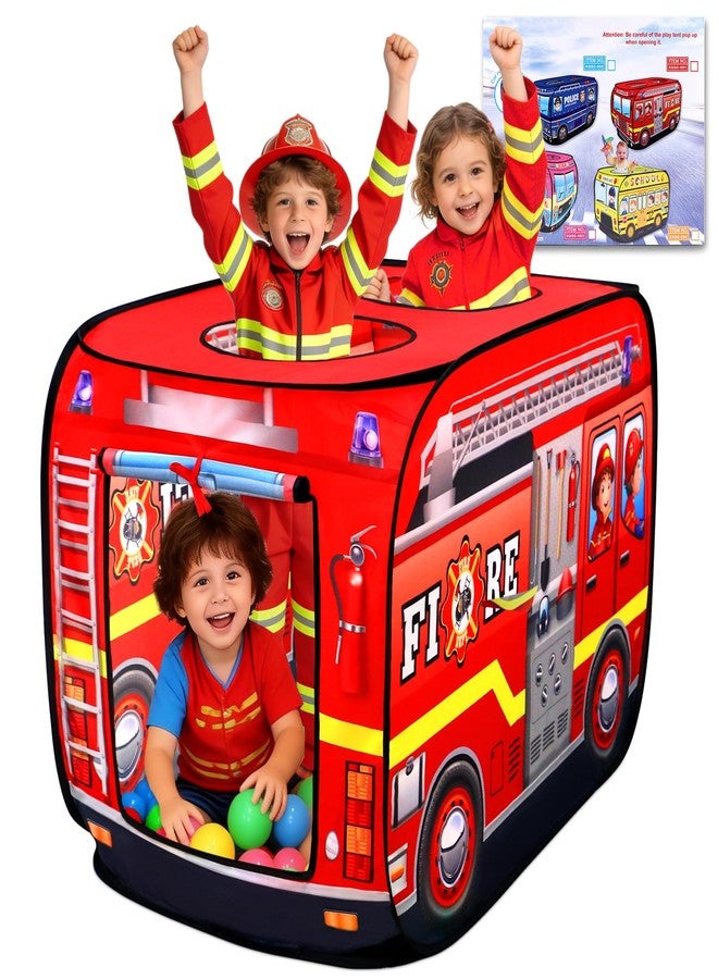 jiangcha Pop Up Play Tent for Kids Aged 3-5 Years Old Boys and Girls: Fire Truck Tent Indoor Outdoor Playhouse for Toddlers 3+ Years Old, Fun Role Play Toy Gift - Image 1