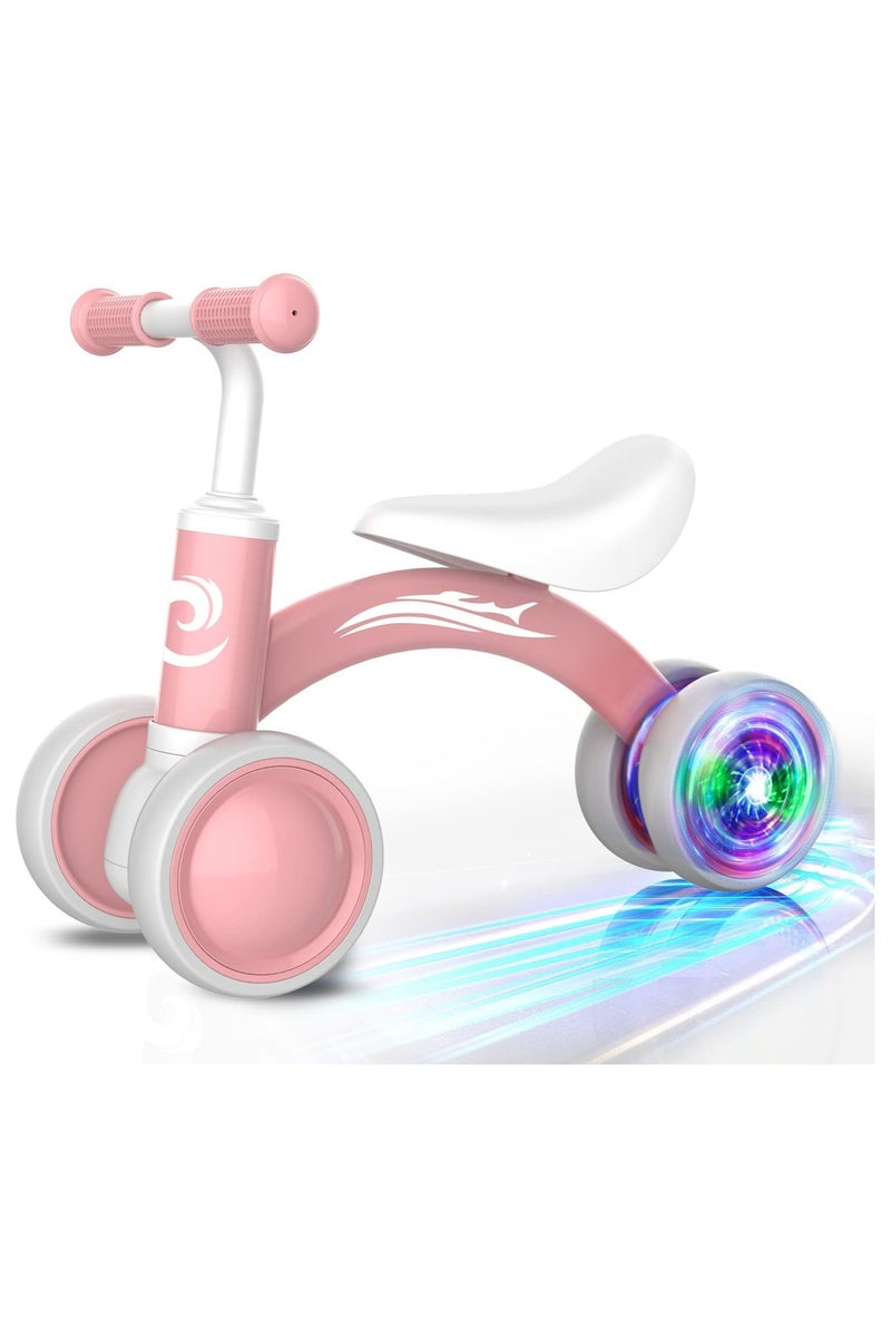 أوزيغالور دراجة توازن أطفال ملونة مضيئة – هدايا للبنات بعمر سنة، دراجة بدون دواسات بعجلات صامتة 4 ومقعد ناعم – أول دراجة تعليمية للأطفال من 10 إلى 36 شهرًا - Image 1