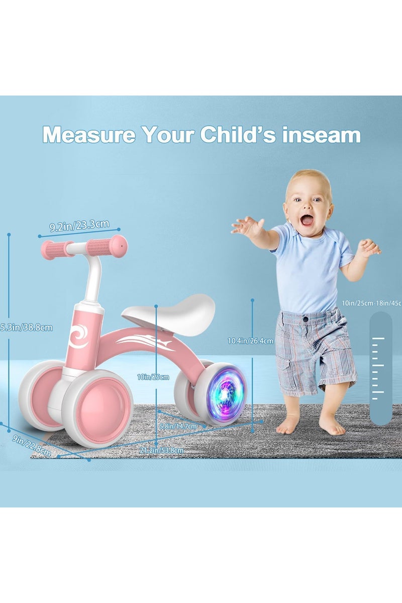 أوزيغالور دراجة توازن أطفال ملونة مضيئة – هدايا للبنات بعمر سنة، دراجة بدون دواسات بعجلات صامتة 4 ومقعد ناعم – أول دراجة تعليمية للأطفال من 10 إلى 36 شهرًا - Image 2