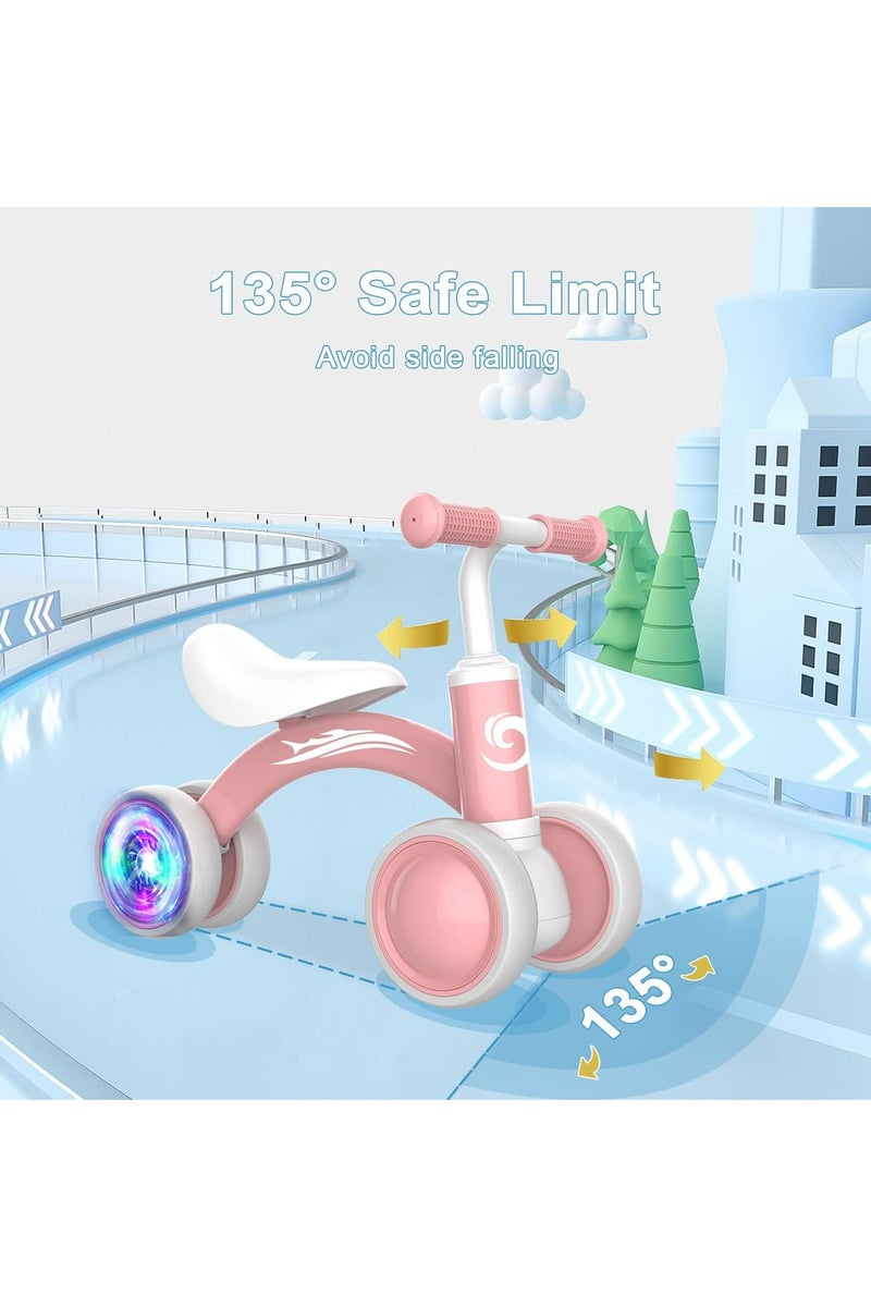 أوزيغالور دراجة توازن أطفال ملونة مضيئة – هدايا للبنات بعمر سنة، دراجة بدون دواسات بعجلات صامتة 4 ومقعد ناعم – أول دراجة تعليمية للأطفال من 10 إلى 36 شهرًا - Image 4