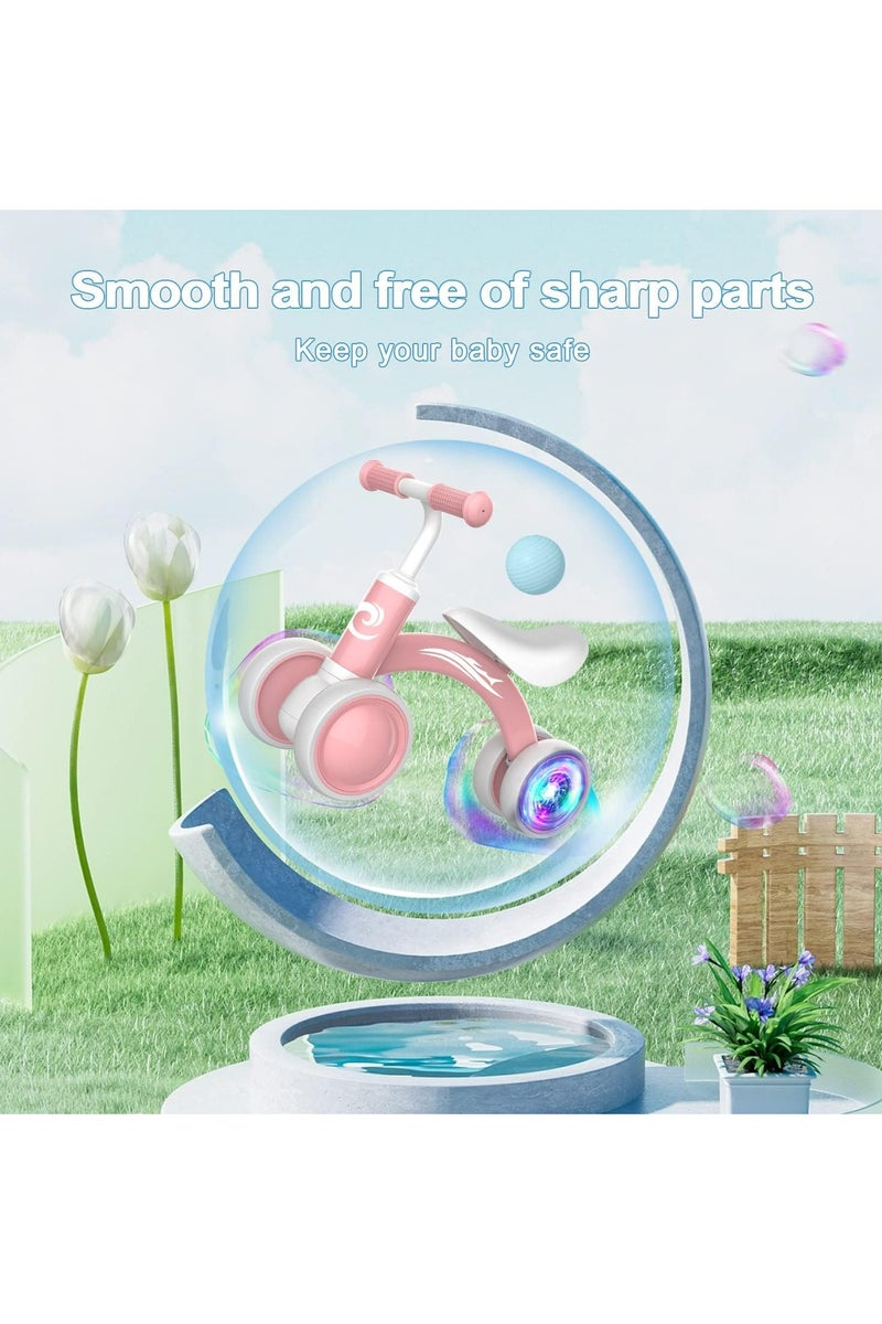 أوزيغالور دراجة توازن أطفال ملونة مضيئة – هدايا للبنات بعمر سنة، دراجة بدون دواسات بعجلات صامتة 4 ومقعد ناعم – أول دراجة تعليمية للأطفال من 10 إلى 36 شهرًا - Image 5