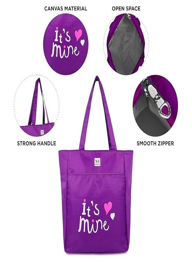 SSBC Polyester Printed Tote Bag for Women with Zipper, Casual Handbag Shopping, Tote Grocery Portable Bag Eco-Friendly Hobo Bag, Travel, Work, Beach, Office, College (Purple) - Image 3