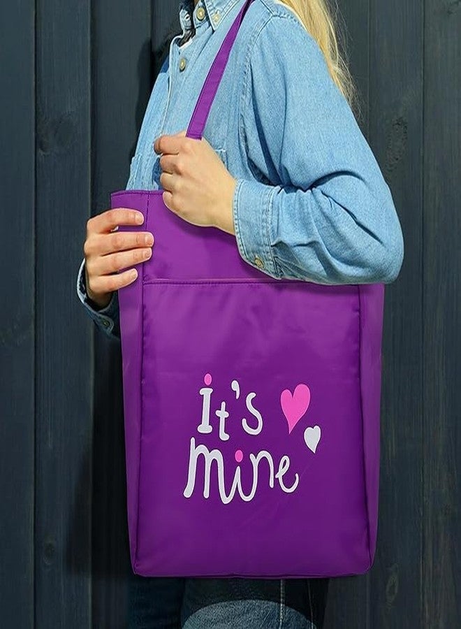 SSBC Polyester Printed Tote Bag for Women with Zipper, Casual Handbag Shopping, Tote Grocery Portable Bag Eco-Friendly Hobo Bag, Travel, Work, Beach, Office, College (Purple) - Image 5
