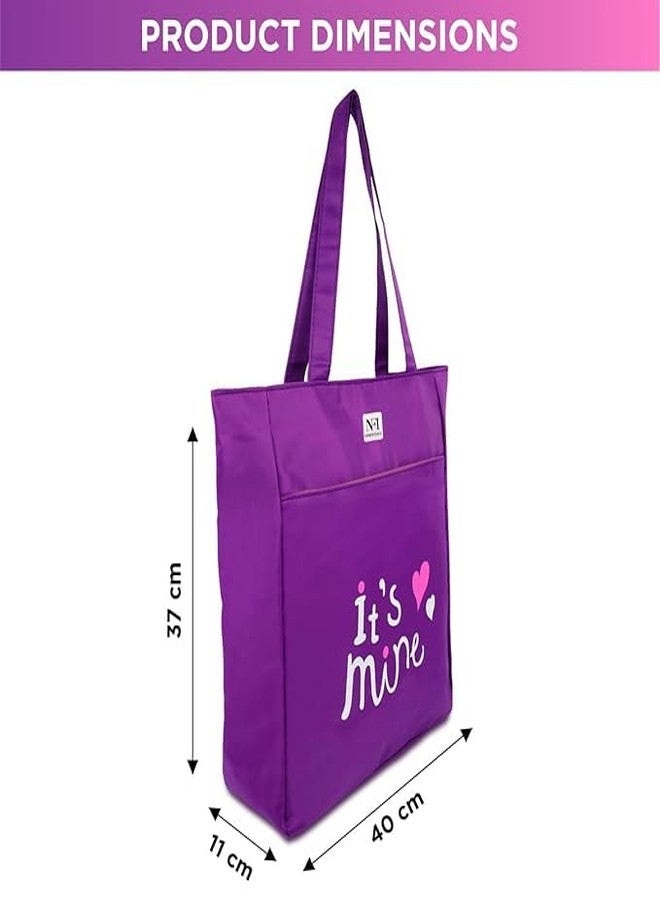 SSBC Polyester Printed Tote Bag for Women with Zipper, Casual Handbag Shopping, Tote Grocery Portable Bag Eco-Friendly Hobo Bag, Travel, Work, Beach, Office, College (Purple) - Image 4
