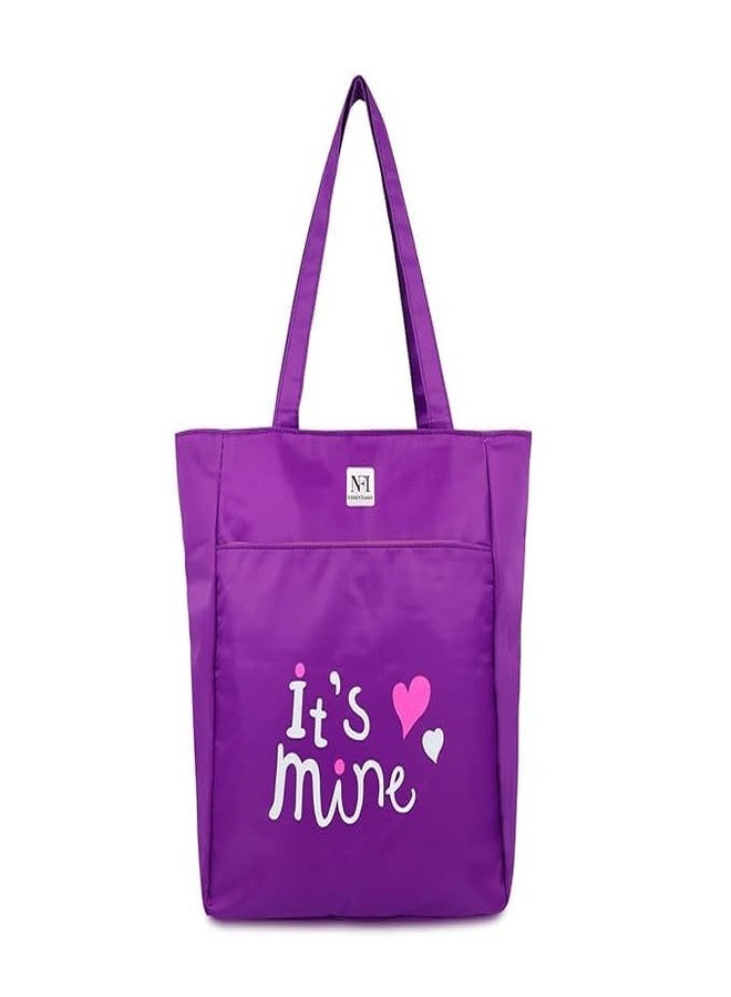 SSBC Polyester Printed Tote Bag for Women with Zipper, Casual Handbag Shopping, Tote Grocery Portable Bag Eco-Friendly Hobo Bag, Travel, Work, Beach, Office, College (Purple) - Image 1