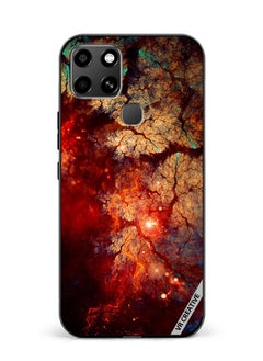 Protective Case Cover For Infinix Smart 6 Abstract, Fractal, Shine, Bright Red Design Multicolour