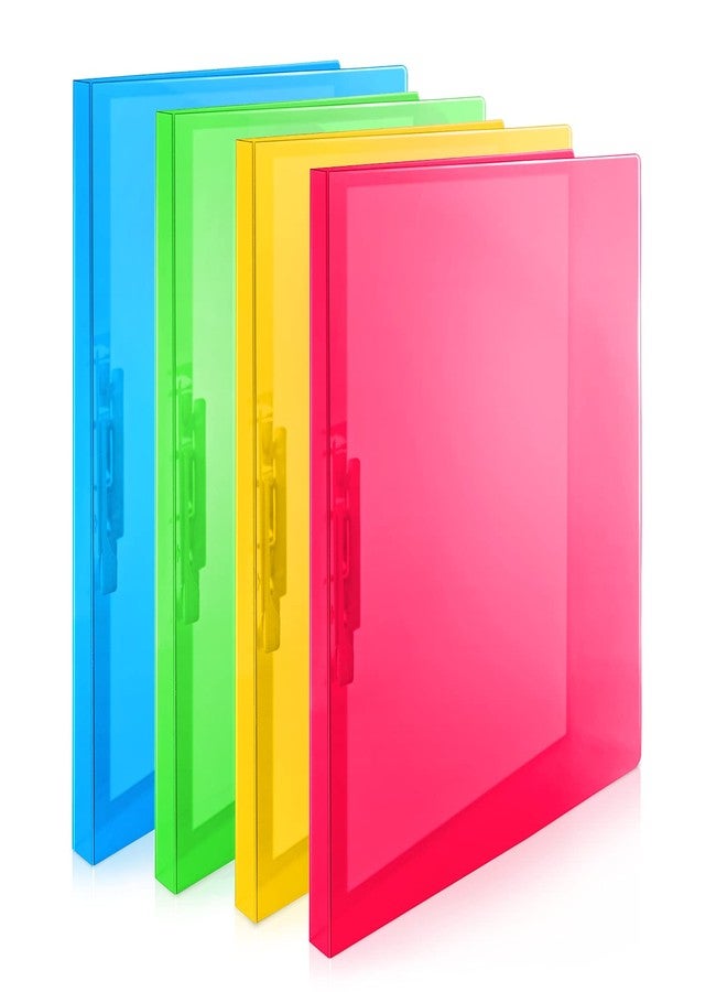 CRANBURY Punchless Clamp Binder (4-Pack, Assorted Colors), Ringless Binder Holds 100 Letter Size Pages, Documents, 8.5x11 Folder with Metal Clip for Home or Office, Transparent Acid-Free Poly - Image 1