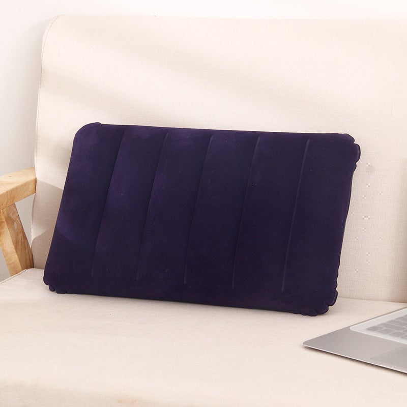 PVC Flocked Inflatable Nap Pillow for Camping Dark purple blue 