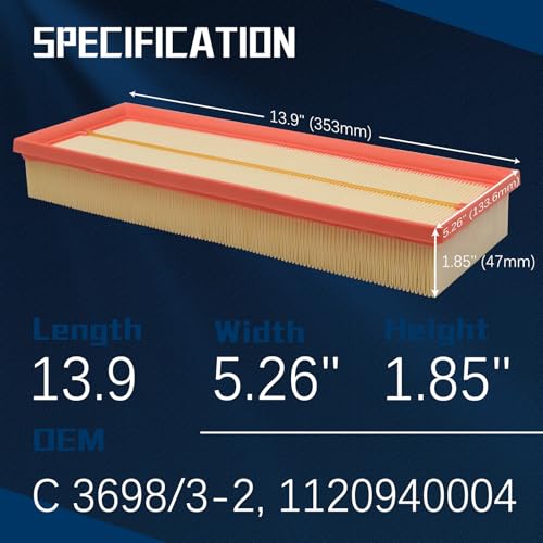 VINMS C 3698/3-2 Engine Air Filter for Mercedes-Benz C300 E320 E350 S550 GLK350 GL450 ML350 CLK350 R350 and More 1120940604 - Image 3