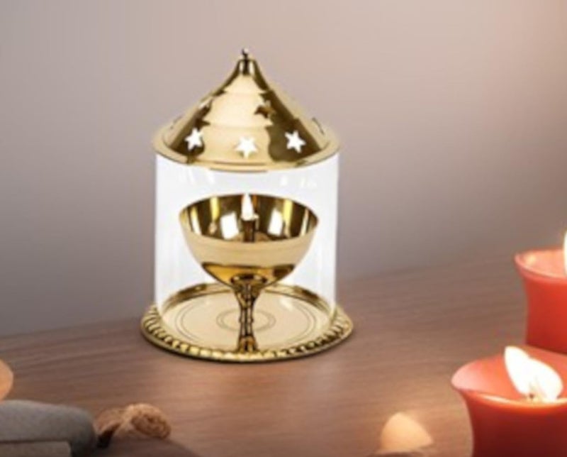 Purpledip Brass Oil Lamp Akhand Jyoti Long Lasting Festival Deepam Decor 45 inches 11555A