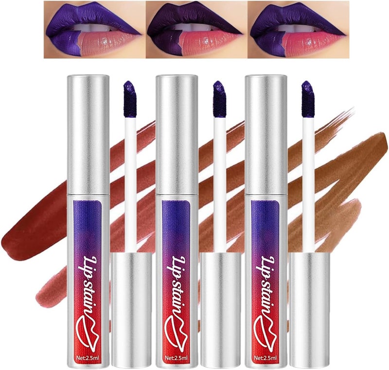 3PCS Peel Off Lip Liner Set Peel Off Lip Stain Tattoo Matte Brown Lip Gloss Waterproof Lipliner Pencil Pigmented Peel Off Lip Tint Stain PINK M