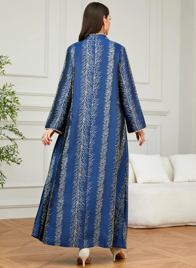 Take Two Navy Blue Navy Blue Textured A-Line Jalabiya for Women | Best Price UAE