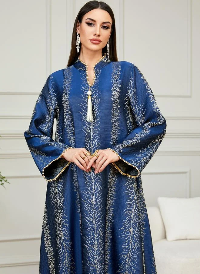 Take Two Navy Blue Navy Blue Textured A-Line Jalabiya for Women | Best Price UAE