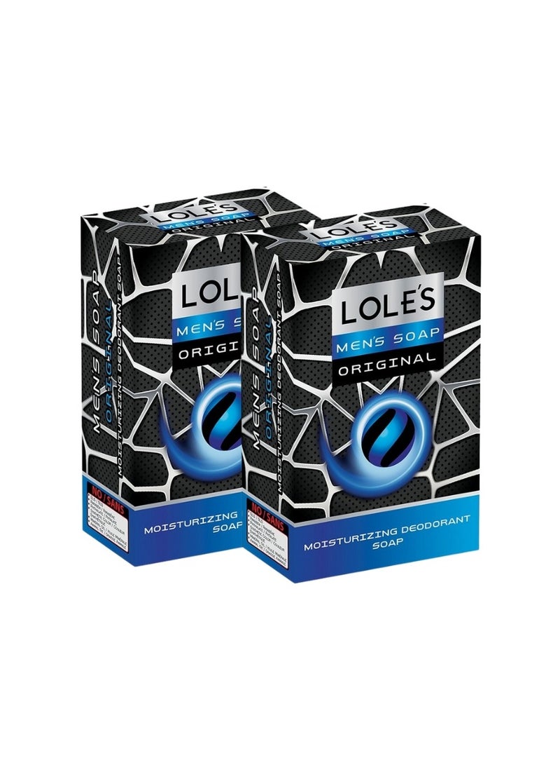 LOLE'S Men’s Soap Original – Moisturizing Deodorant Bar, SLS-Free, Paraben-Free, No Animal Fat, 100% Vegetable-Based Soap, Pack of 2 x 150g - Image 1