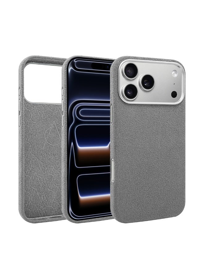 A-Case Its My Case Kadife Alcantara Leather Protective Case for iPhone 17 Pro Max Ultra Slim Lightweight Durable Shockproof Cover MagSafe Compatible Soft Touch Grip - Gray - Image 1