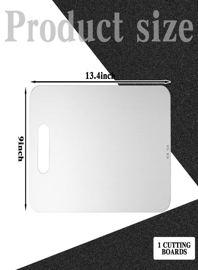 Yaocom لوح تقطيع من الفولاذ المقاوم للصدأ من ياوكوم، قطعة واحدة، مقاس 13.4 بوصة × 9 بوصة، مناسب للمطبخ، مصنوع من الفولاذ 304، آمن للغسل في غسالة الأطباق، طقم ألواح تقطيع معدنية للمطبخ، مناسب للحوم والفواكه والخضراوات - Image 3