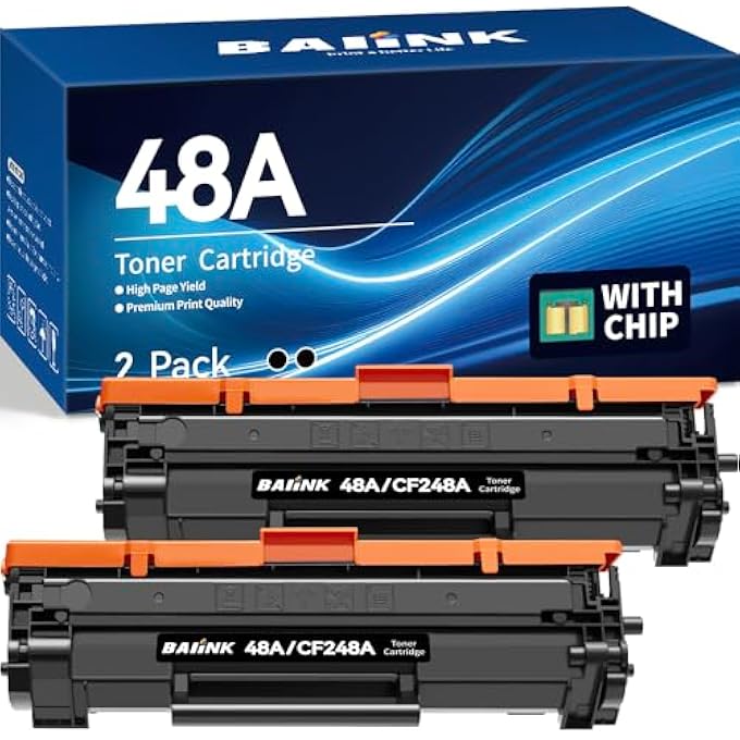 CF248A خرطوشة حبر 48A بديل متوافق مع خرطوشة حبر HP 48A سوداء متوافقة مع HP PRO M15W M15A M16W M16A MFP M29W M29A M28W M28A M30W M31W M14 M17 M15 M28 (2 سوداء) - Image 1