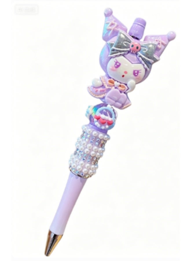 Kuromi Stationery Set, All-in-One Cute School Supplies Kit with 2 Badges, 63 PCS Stickers, 12 Colors Crayons, Cute Tape Set, Gashapon Machine Journal Set, Crystal Diamond Pen, 6 Quick-Dry Pens and Stress Relief Fidget Toy, Stylish Stationery Gift for Girls Teens Back to School Birthday - Image 4