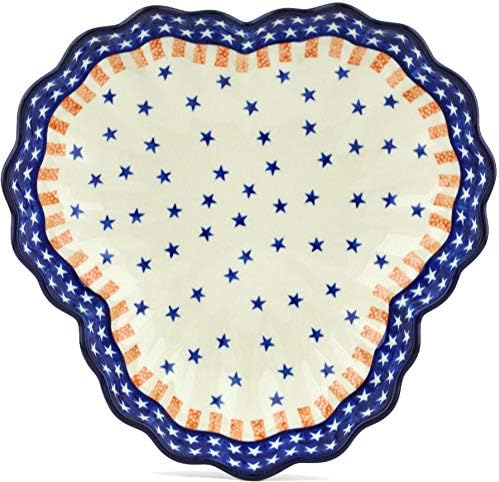 Polmedia Polish Pottery Polish Pottery 9inch Fluted Bowl made by Ceramika Artystyczna Classic Americana Theme  Certificate of Authenticity - Image 2